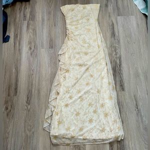 Mariposa - Vintage Gold Floral White gown